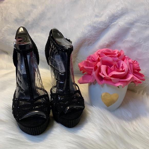 Steve Madden Alianaa T-Strap Black Rhinestones - Picture 7 of 16